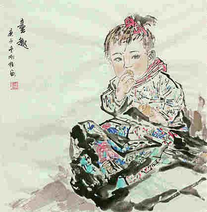 斗方美人图——画家刚柱
