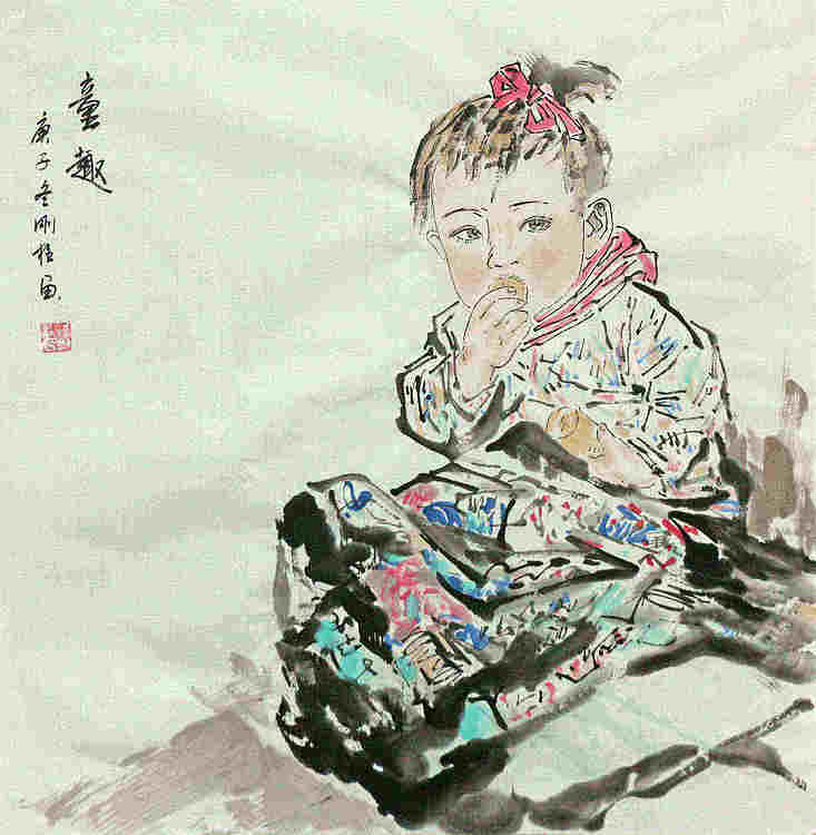 斗方美人图——画家刚柱