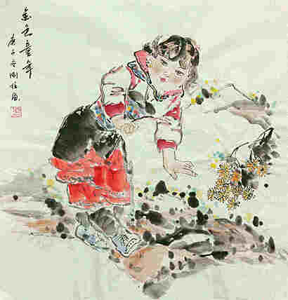 斗方美人图——画家刚柱