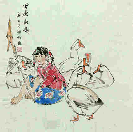 斗方美人图——画家刚柱