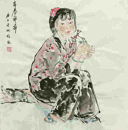 斗方美人图——画家刚柱