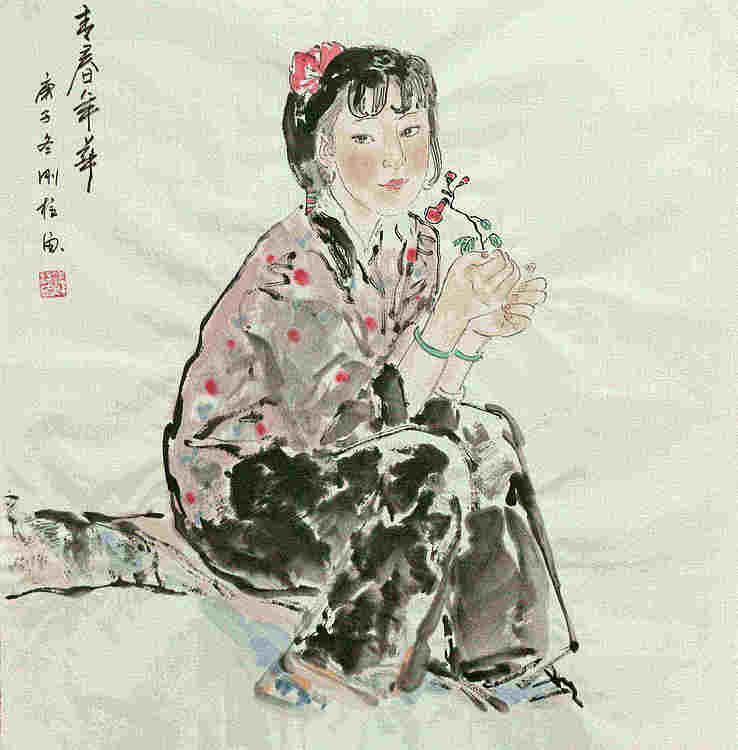 斗方美人图——画家刚柱
