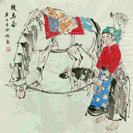 斗方美人图&mdash;&mdash;画家刚柱