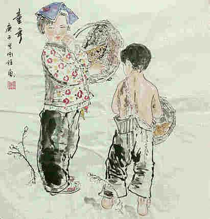 斗方美人图——画家刚柱