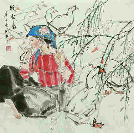 斗方美人图——画家刚柱