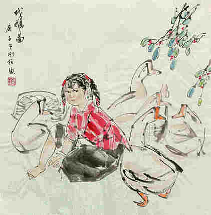 斗方美人图——画家刚柱
