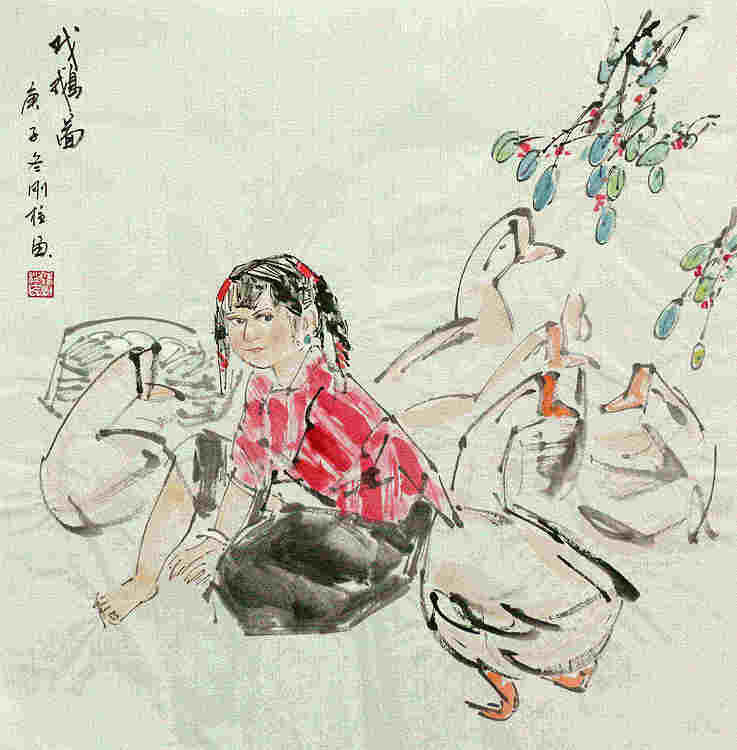 斗方美人图——画家刚柱