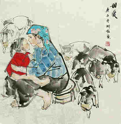 斗方美人图——画家刚柱