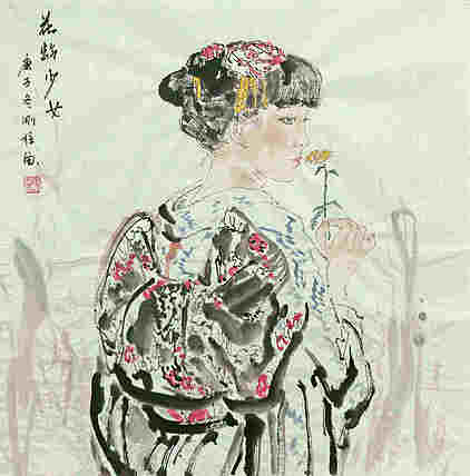 斗方美人图——画家刚柱