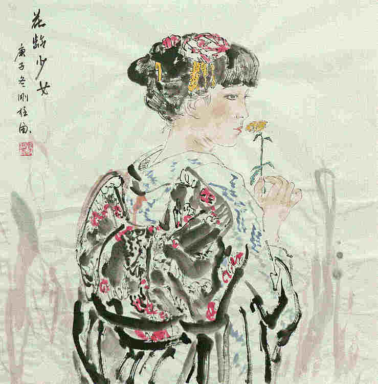 斗方美人图——画家刚柱