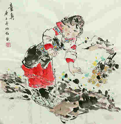 斗方美人图——画家刚柱