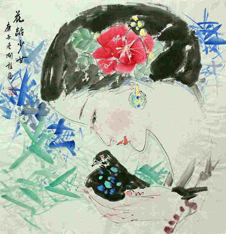 斗方美人图&mdash;&mdash;画家刚柱