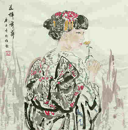 斗方美人图——画家刚柱