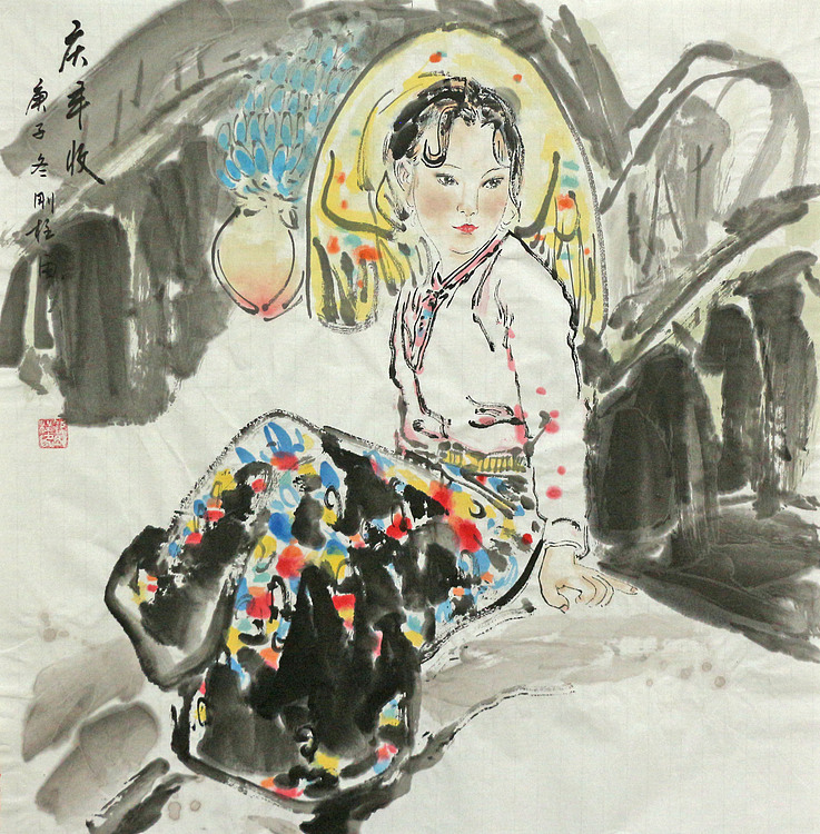 斗方美人图——画家刚柱