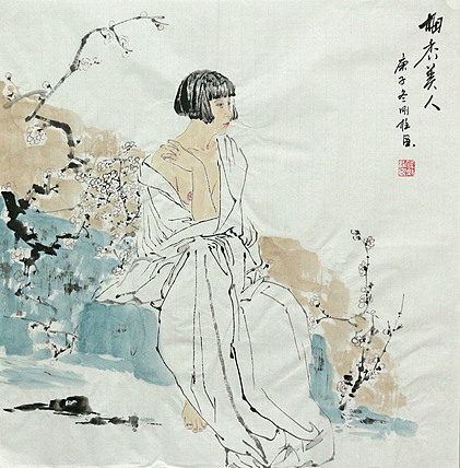 斗方美人图&mdash;&mdash;画家刚柱