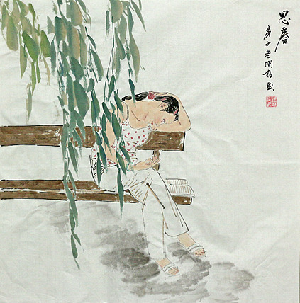 斗方美人图——画家刚柱