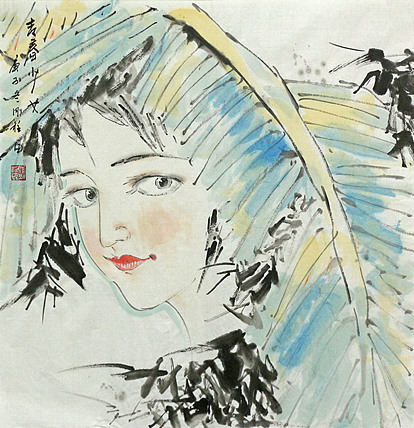 斗方美人图&mdash;&mdash;画家刚柱