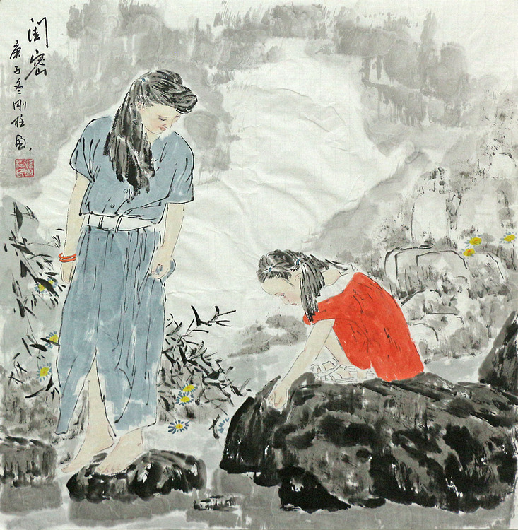 斗方美人图——画家刚柱