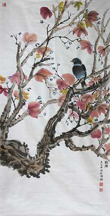 人大高研班 西安美协会员 来荣娜 花鸟画作品 欢跃