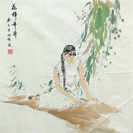 斗方美人图&mdash;&mdash;画家刚柱