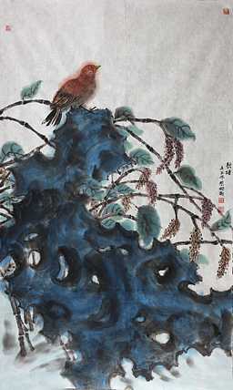 人大高研班 西安美协会员 来荣娜 花鸟画作品  秋塘