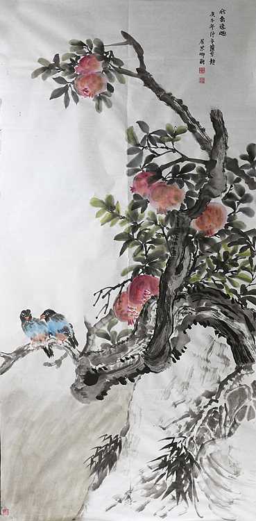 人大高研班 西安美协会员 来荣娜 花鸟画作品 秋禽逸趣1