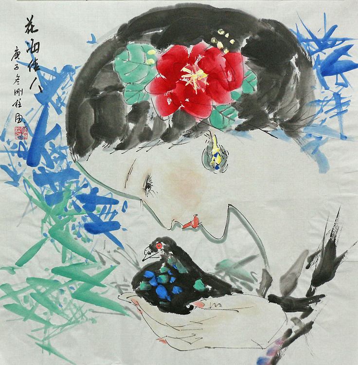 斗方美人图&mdash;&mdash;画家刚柱