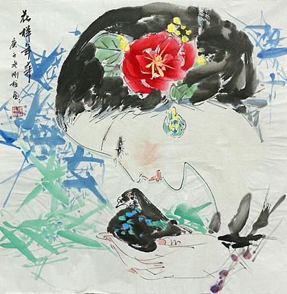 斗方美人图——画家刚柱
