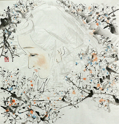 斗方美人图——画家刚柱