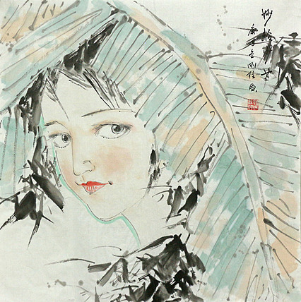 斗方美人图&mdash;&mdash;画家刚柱