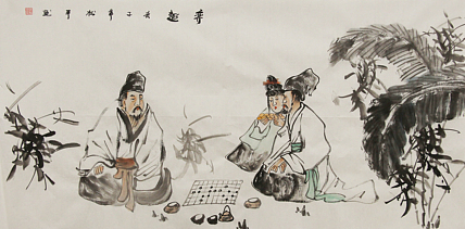 四尺整张茶道图-画家张松平