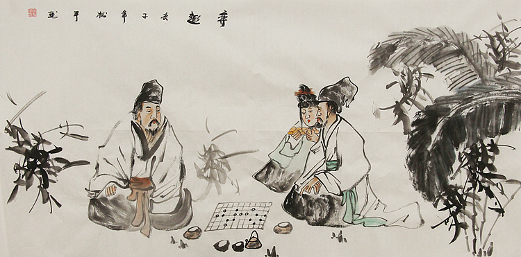 四尺整张茶道图-画家张松平