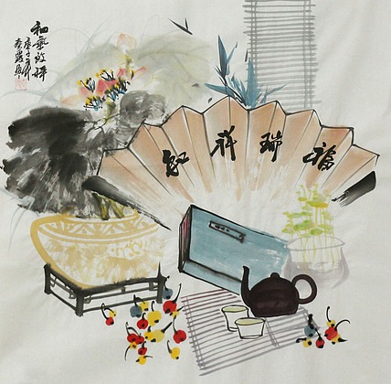斗方《清贡图》-画家秦霞