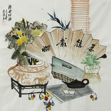 斗方《清贡图》-画家秦霞