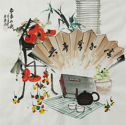 斗方《清贡图》-画家秦霞