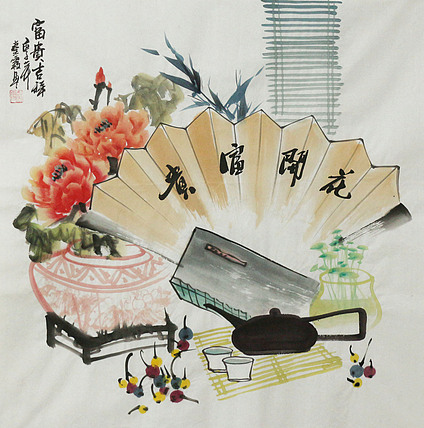 斗方《清贡图》-画家秦霞