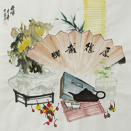 斗方《清贡图》-画家秦霞