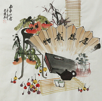 斗方《清贡图》-画家秦霞