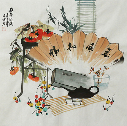 斗方《清贡图》-画家秦霞