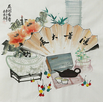 斗方《清贡图》-画家秦霞