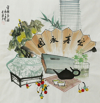 斗方《清贡图》-画家秦霞