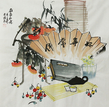 斗方《清贡图》-画家秦霞