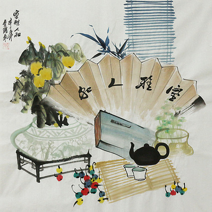 斗方《清贡图》-画家秦霞