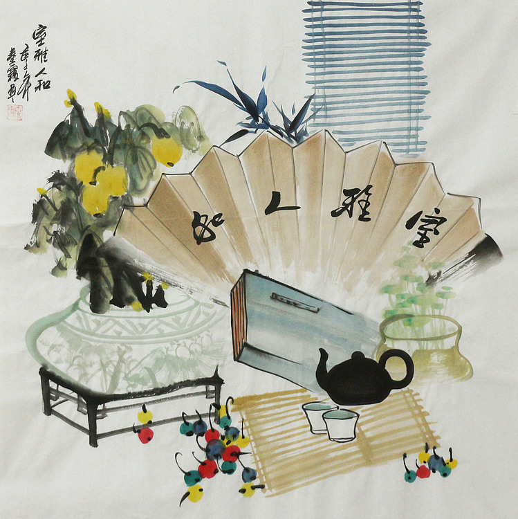 斗方《清贡图》-画家秦霞