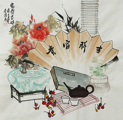 斗方《清贡图》-画家秦霞
