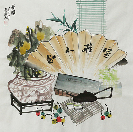 斗方《清贡图》-画家秦霞