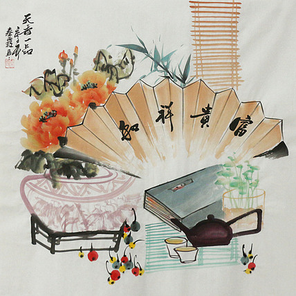 斗方《清贡图》-画家秦霞