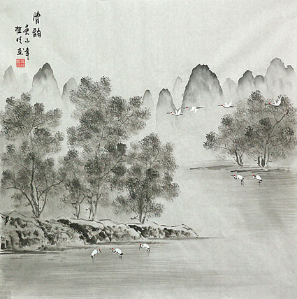 斗方山水作品——画家莫挂明