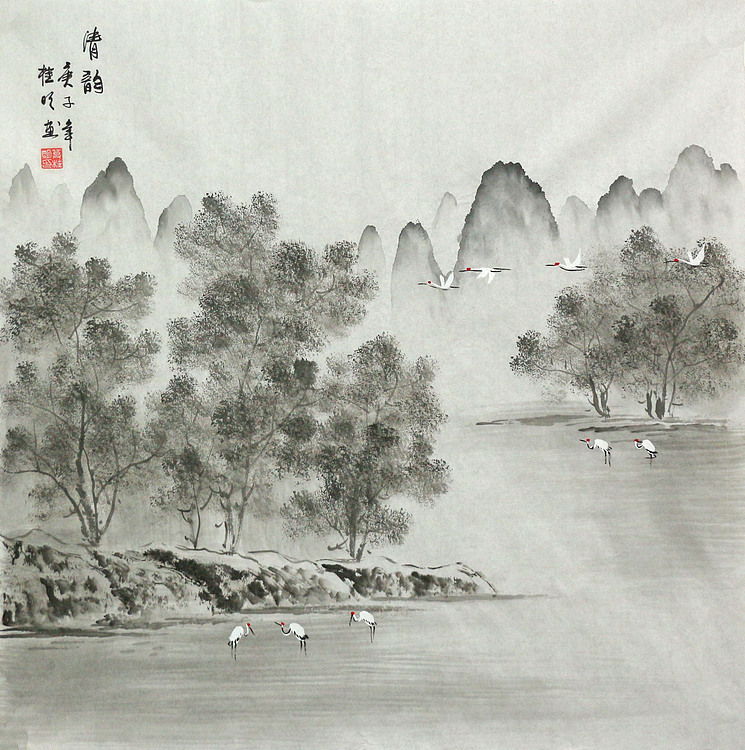 斗方山水作品——画家莫挂明