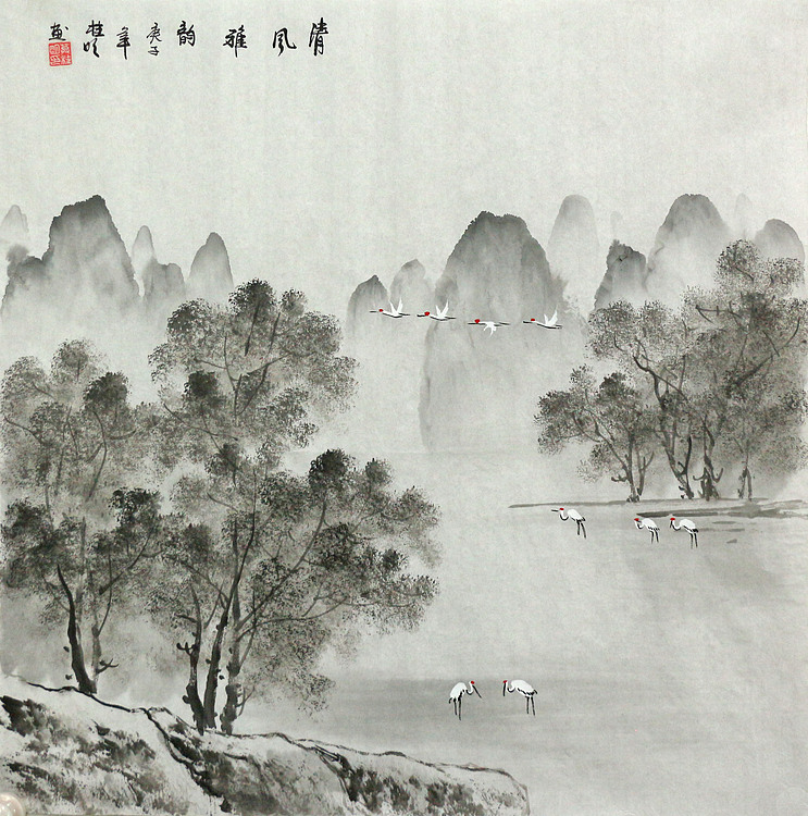 斗方山水作品——画家莫挂明